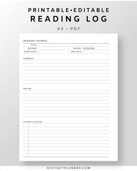 A5 Reading Journal Printable Editable Book Re Book Reflection Template, Reading Planner Template, Book Notes Template, Book Tracker Printable Free, Book Review Format, Casual Bookstagram, Book Log Template, Book Review Journal Ideas, Book Journal Digital