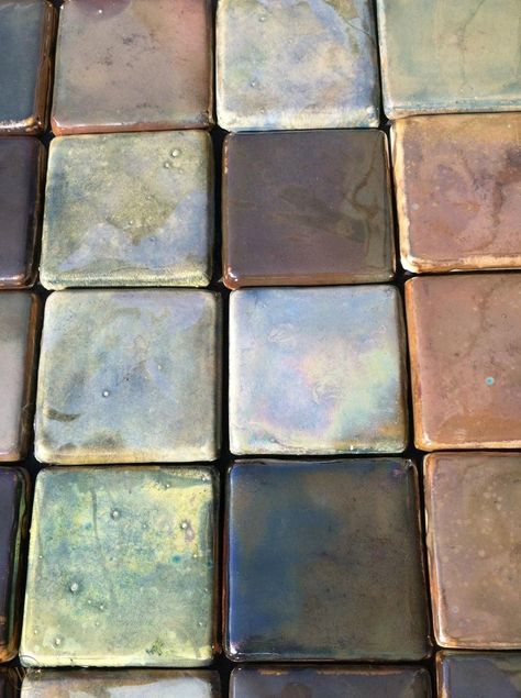 29 4x4" Pewabic Pottery Iridescent Tiles Early 1990s Detroit Handmade Detroit | #1792784295 Pottery Backsplash, Pewabic Tiles, Iridescent Tiles, Pewabic Pottery, Iridescent Tile, North Country, Tiles Texture, Color Palette Design, Ceramics Ideas Pottery