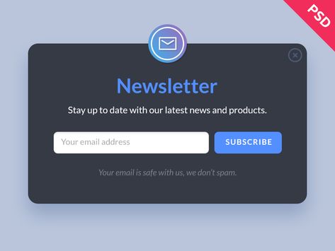 Free Newsletter Form PSD by Guisella Acuña Subscribe To Newsletter Design, Newsletter Signup Design, Newsletter Sign Up Design, Newsletter Section Web Design, Free Email Templates, Newsletter Website, Subscribe Form, Newsletter Signup, Email Template Design