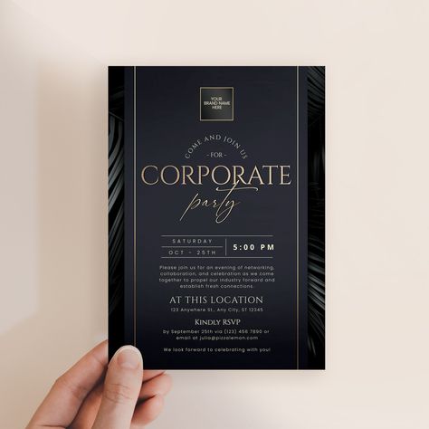 ✨ Elevate your corporate events with our Dinner Party Invitation Template! ✨ This sleek, modern design is fully customizable, allowing you to add your own text, images, and branding for a unique touch. With pre-designed graphics and fonts, crafting a cohesive look has never been easier. 🎉 Try our free demo today and see how this template can impress your guests and enhance your event! #CorporateEvents #EditableTemplate #InvitationTemplate #EventPlanning Invitation Corporate, Corporate Invitation Design, Cocktail Party Themes, Bridal Shower Brunch Invitations, Bridal Shower Menu, Corporate Dinner, Dinner Party Invitations, Wedding Reception Signs, Business Invitation