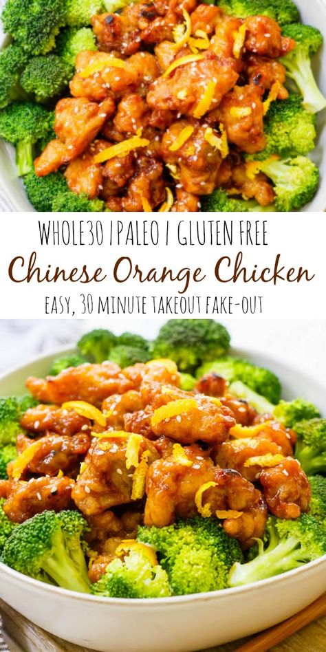 Paleo Orange Chicken, Whole 30 Chicken Recipes, Chinese Orange Chicken, Paleo Menu, Gluten Free Chinese, Orange Chicken Recipe, Clean Eating Recipes For Dinner, Clean Eating For Beginners, Resep Diet