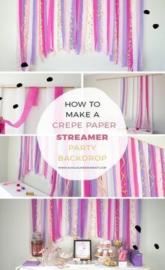 Paper Streamer Backdrop, Backdrop Streamers, Theme Bapteme, Diy Streamers, Streamer Decorations, Streamer Backdrop, Crepe Paper Streamers, Diy Photo Backdrop, Party Streamers