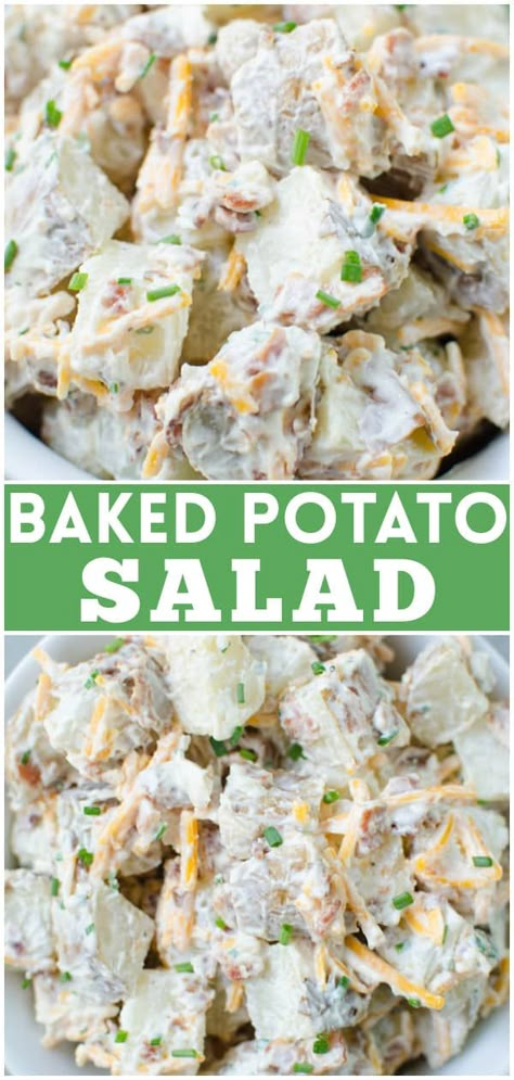 Sour Cream Potato Salad, Baked Potato Salad Recipe, Loaded Potato Salad, Leftover Baked Potatoes, Sour Cream Potatoes, Fake Ginger, Ranch Potato Salad, Loaded Baked Potato Salad, Baked Potato Salad