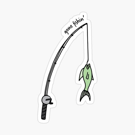 Get my art printed on awesome products. Support me at Redbubble #RBandME: https://www.redbubble.com/i/sticker/Gone-Fishin-Fishing-Pole-by-murialbezanson/66511815.EJUG5?asc=u Boyfriend Scrapbook, Pole Art, Fishing Pole, Gone Fishing, Line Sticker, Cool Stickers, Aesthetic Stickers, Scrapbook Stickers, Fishing Rod