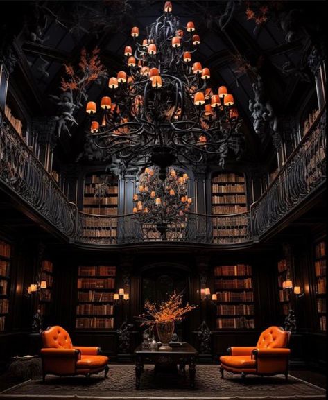 (2) Inicio / X Autumn Library, Modern Cottage Homes, Elegant Halloween Decor, Autumn Breeze, Style Essentials, Elegant Halloween, Chic Halloween, Crisp Autumn, Shimmer Lights