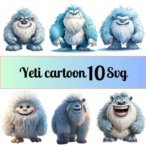 Yeti Cartoon, Cryptids Art, Bigfoot Svg, Bigfoot Silhouette, Snowman Svg, Mountain Svg, Cards Craft, Abominable Snowman, Cartoon Svg