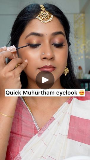 1M views · 44K reactions | Muhurtham guest eyelook , this eye look is so so so effortless. It happens super quickly, you can also try it on Brides for Muhurtham . 

Follow : @prakruthi_b_rao 

Eyeshadow palette- @makeuprevolutionindia 
Kajal- @plumgoodness 
Pencil brush - @praush.beauty  08
Fluffy brush & small fluffy brush - @reachedmars 
Glitters - @cutie_beauty_official 
Gold Kajal - @reachedmars 
Lashes - @uroparis  51

#omsairam #muhurthammakeup #bridalmakeup #guestmakeup #weddingmakeup #makeupartist #makeupartistworldwide #bangaloremakeupartists #fypシ #reels #makeuptutorialvideo #makeuptutorials | Bridal | Party Makeup Artist | Bangalore 🧿 | ankurmuzic · Saudebazi Ft. Annkur R Pathakk Bridal Party Makeup, Makeup Tutorial Video, Party Makeup, Eyeshadow Palette, Wedding Makeup, Bridal Makeup, Makeup Artist, Makeup Tutorial, Bridal Party