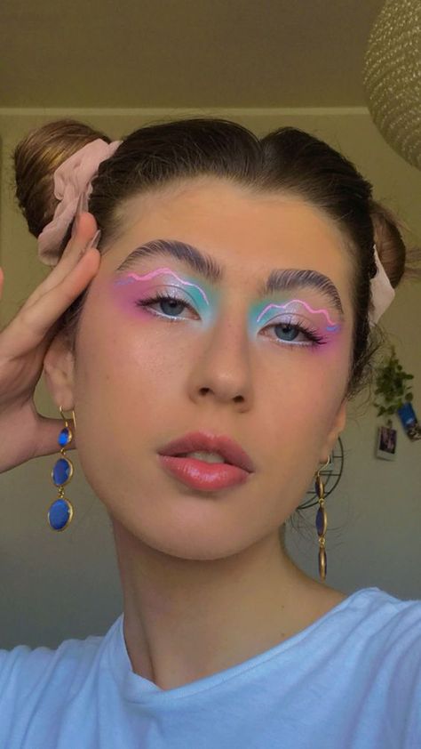 It's not the cloth you thought it was. Trans Pride Makeup Ideas, Trans Flag Eye Makeup, Pride Makeup Hooded Eyes, Trans Makeup Looks, Pride Makeup Trans, Pride Inspired Makeup, Demisexual Makeup, Simple Pride Make Up, Pan Pride Makeup