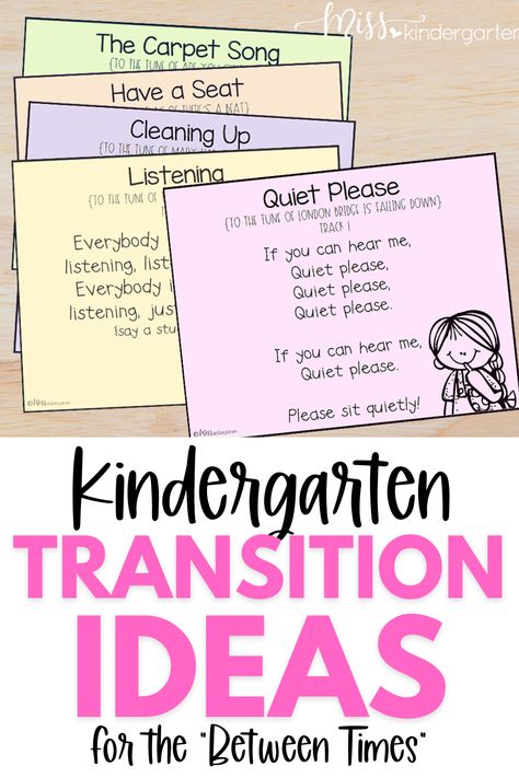 Are you looking for classroom management ideas to keep your students engaged during transition times? Be sure to check out this blog post that is full of kindergarten transition ideas for those between times during the school day. Activity transitions don't have to be hectic! Classroom Management Strategies Kindergarten, Transition Chants For Kindergarten, Classroom Transition Ideas Management, Classroom Orientation Ideas, Transition Time In Classroom, Transition Preschool Ideas, Songs For Classroom Management, Transition Ideas For Classroom, Kindergarten Transition Activities