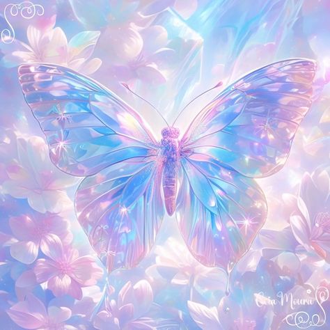 Fly like a butterfly, never give up no matter how difficult it is, change, try several flights until you get the right one 💕🩷 Crystal Tattoos, Ideas De Feed, Colouring Book Ideas, Holographic Aesthetic, Magic Animals, Crystal Tattoo, Crystal World, Butterfly Aesthetic, Pink And Purple Wallpaper