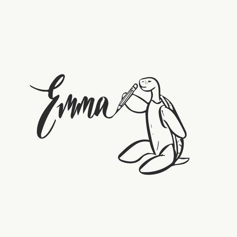 Turtle writing the name Emma. Emma Signature Ideas, Emma Name Aesthetic, Emma Meaning, Emma Name Wallpaper, Emma Name Art, Rare Names, Name Drawings, Gender Neutral Names, Vintage Names