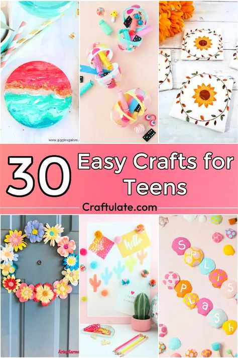 30 Easy Crafts for Teens: Arts and Craft Ideas for Tweens Craft Ideas For Teens, Arts And Craft Ideas, Diy Teen, Teen Girl Wall Art, Easy Crafts For Teens, Arts And Crafts For Teens, Art Projects For Teens, Diy Crafts For Girls, American Girl Doll Crafts