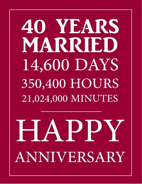 Happy Anniversary 40 Years Marriage, 40 Year Anniversary Quotes, 40th Anniversary Quotes, 40 Anniversary, 40th Anniversary Party Decorations, 40th Wedding Anniversary Party Ideas, 40th Anniversary Decorations, Anniversary Wishes For Parents, 40th Anniversary Ideas