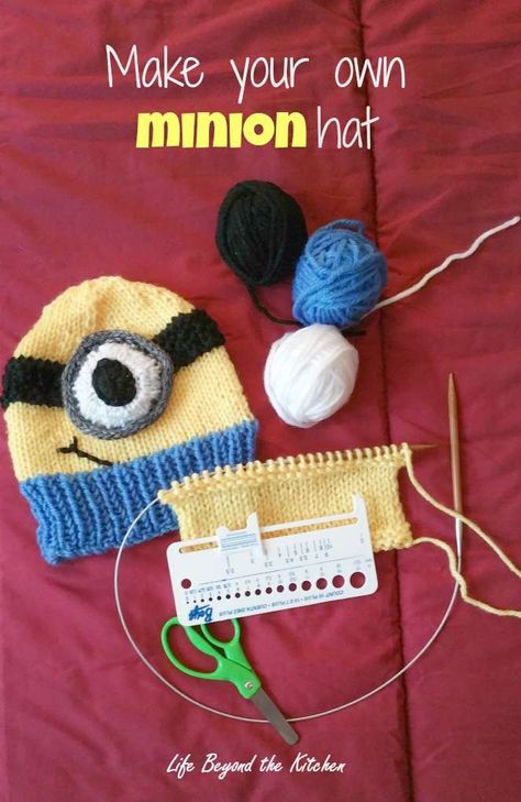 Minion Hat ~ Made to Suit ~ Life Beyond the Kitchen Minion Hat, Minion Hats, A Minion, Knitted Hats Kids, Knitting Patterns Free Hats, Spinning Yarn, Do It Yourself Crafts, Creative Craft, Crochet Clothes Patterns