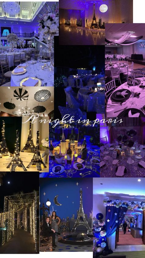 Night In New York Prom Theme, Night In Venice Prom Theme, Midnight In Paris Party, Cute Prom Themes, A Night In Paris Prom Theme, Night In Paris Prom Theme, Midnight In Paris Theme, Paris Themed Prom, Winter Formal Themes