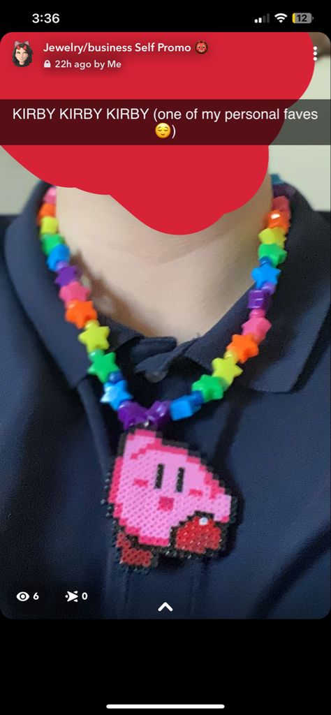 Perler Kirby, Kandi Necklace Ideas, Kirby Kandi, Kirby Perler Beads, Star Perler, Perler Bead Necklace, Perler Necklaces, Kandi Charms, Kirby Party