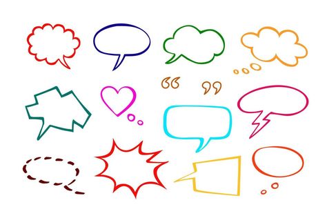 Sketchy Dialogue Balloons, Conversation Clouds, Speech Bubbles Dialogue Balloon, Dialogue Bubble, Word Bubble, Easy Doodles, Doodles Drawings, Speech Bubbles, Easy Doodles Drawings, Learning English, Speech Bubble