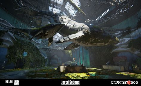 ArtStation - The Last of Us: Part 2 Aquarium Atrium Interior , Jared Sobotta The Last Of Us Part 2 Scenery, The Last Of Us Aquarium, Tlou Aquarium, The Last Of Us Scenery, Spiderverse Style, Art Layout, Seattle Aquarium, Last Of Us Part 2, Apocalypse Aesthetic