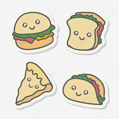 Food Doodle, Drawing Food, Doodle Sticker, Kawaii Drawing, Drawing Love, Doodle Vector, Food Doodles, Drawing Png, Style Kawaii