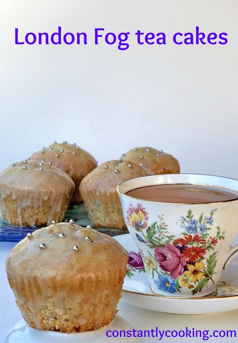 London Fog Cheesecake, London Fog Muffins, London Fog Cake Recipe, London Fog Cake, Light Cupcakes, London Fog Tea, Tea Desserts, Baked Desserts, London Cake