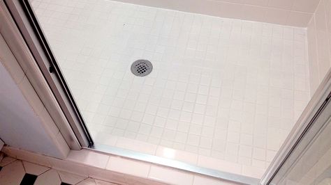 Here's how to keep your grout looking fresh. #grout #bathroomtile. #homemaintenance White Grout, White Shower, Grout Cleaner, Tile Shower, Shower Floor, Grout, Home Maintenance, Fresh And Clean, Amazing Bathrooms