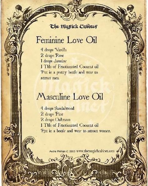 Attraction Perfume Spell, Feminine Love Oil, Lilith Essential Oils, Herbal Potions Recipes, Love Perfume Witchcraft, Witch Perfume Recipes, Attraction Oil Recipe Witchcraft, Beauty Potions Witchcraft, Come To Me Oil Recipe Hoodoo