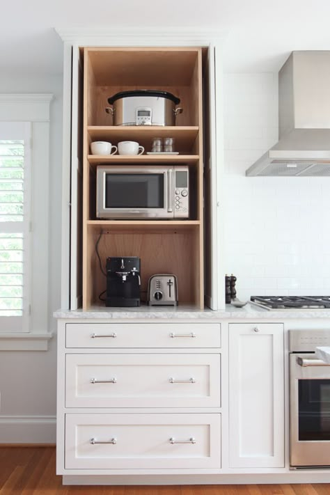 Pocket Door Detail, Evergreen Kitchen, Built In Coffee Bar, Built In Pantry, Door Detail, Pocket Door, Kitchen Inspiration Design, Kitchen Redo, Kitchen Cabinetry