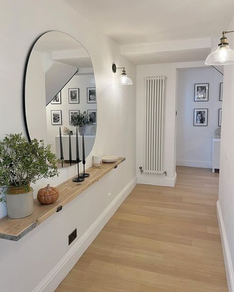 Galleried Landing Ideas, Wide Hallway, Large Hallway Ideas Entrance Entry Hall, Narrow Entrance Hall Ideas, Hall Stairs And Landing Decor, Stairs And Landing Decor, Landing Decor, White Hallway, Entrance Hall Decor