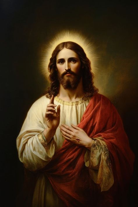 Jesus painting art representation. | free image by rawpixel.com / MEANISM Jesus Old Painting, Jesus Painting Ideas, Aesthetic Jesus Pictures, Paintings Of Jesus, Real Image Of Jesus, Jesus Images Hd, Picture Of Jesus Christ, Jesus Blessing, Christian Art Painting