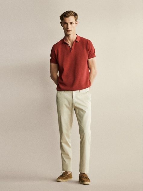 Outfits| summer | casual | business | old money | fashion | style | elegant Old Money Fashion Style, Tan Pants Outfit, Massimo Dutti Men, Outfits Summer Casual, Polo Outfit Men, Old Money Fashion, Old Money Outfit, Polo Shirt Outfits, Mens Smart Casual Outfits