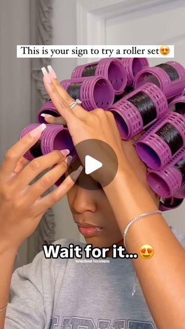 Roller Wrap Natural Hair, Claire Huxtable, Roller Set Natural Hair, Roller Set Hairstyles, Magnetic Rollers, Natural Hair Blowout, Sponge Rollers, Don't Leave Me, Cut Life