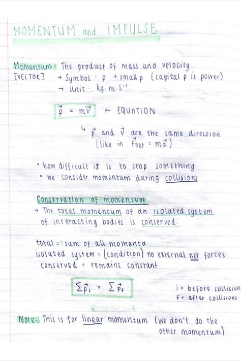 find more on my stuvia #physics #physicsnotes #momentum #impulse Momentum And Impulse, Momentum Physics, Physics Cheat Sheet, Physics Quiz, Neet Notes, Physics Projects, Physics Lessons, Physics Classroom, Newtons Laws