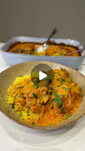 Jon Watts on Instagram: "One Pan Baked Butter Chicken 😍 Bang it all in the oven and out comes the most delicious baked butter chicken curry!! ✨ Here’s what you need to make this: For the chicken & marinade: 6 Chicken thighs, skinless 150 g Natural yoghurt 2 tbsp Curry powder 2 Cloves of garlic, chopped 15 g Ginger, grated 1/2 Lemon, juiced For the sauce: 210 g Tin of tomatoes 150 ml Double cream 40 g Butter melted 1 tbsp Tomato paste 1 tbsp Curry powder Optional: 10 g Coriander, chopped Check out my website for the full written recipe 🙌 Have a go at this one and let me know how you get on! ❤️" Baked Butter Chicken, Healthy Mummy Recipes, Butter Chicken Sauce, Mummy Recipes, Butter Chicken Curry, Mediterranean Diet Recipes Dinners, Poultry Dishes, Healthy Mummy, Indian Foods