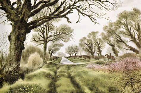 Fosse Way 1964 Gentleman Illustration, Shell Book, Eric Ravilious, David Gentleman, Edward Bawden, British Landscape, Green Knight, Southern Indiana, British Artists