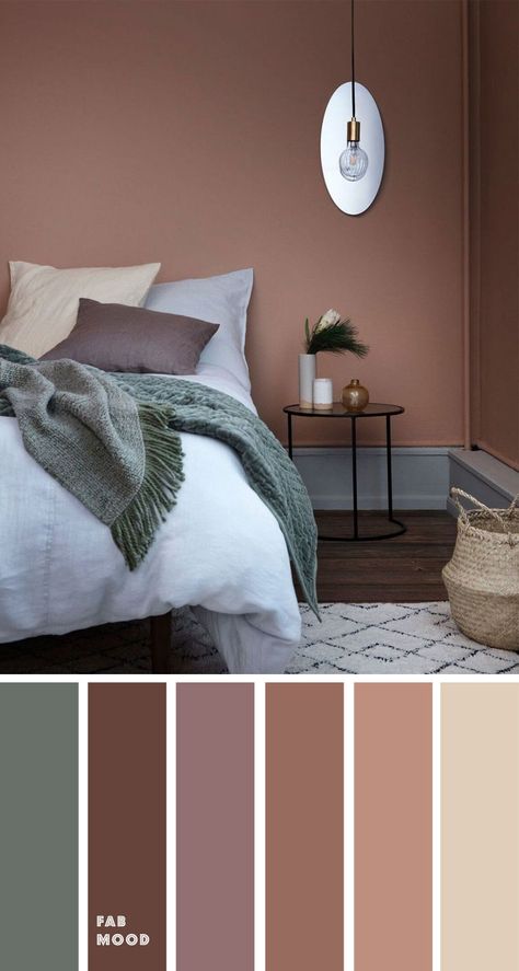 15 Earth Tone Colors For Bedroom { sandstone/copper tan + cool green } , mauve color scheme for bedroom, color palette, mauve color palette #bedroom #color Bedroom Palette, Colors For Bedroom, Palette Green, Bedroom Colour Palette, Cool Green, Bedroom Wall Colors, Green Bedroom, Earth Tone Colors, Bilik Tidur