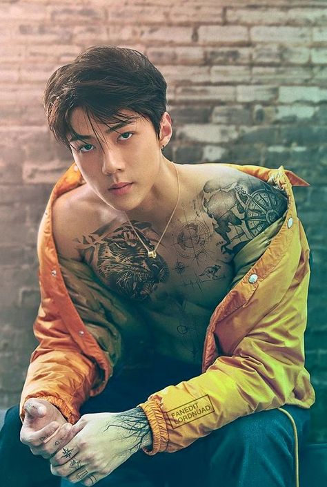 #exo #sehun #edit #tattoos cr. lordnuad Handsome Asian Men, Cute Asian Guys, Bts And Exo, Kpop Exo, Exo Sehun, Oh Sehun, Exo Baekhyun, Fan Fiction, Korean Men