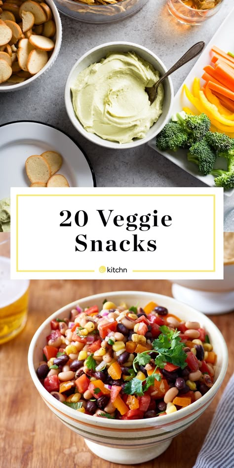 20 Veggie Snack Ideas - Recipes for Healthy Vegetable Snacks | Kitchn Veggie Snack Recipes, Healthy Veggie Snacks, Vegetarian Snacks Easy, Veggie Appetizers, Healthy Vegetarian Snacks, Vegetable Appetizers, Fresh Snacks, Recipes By Ingredients, Vegetable Snacks