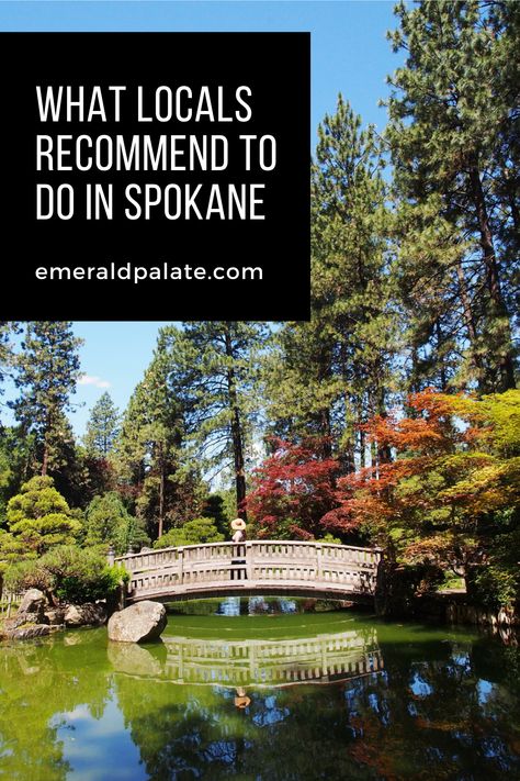 woman walking along bridge in a Japanese garden, one of the best things to do in Spokane, WA Spokane Washington Things To Do In, Things To Do In Spokane Washington, Spokane Valley Washington, Washington Things To Do, Downtown Spokane, Spokane Wa, Spokane Washington, Seattle Travel, Washington State Travel