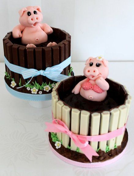 Pasteles                                                                                                                                                     Más Pigs In The Mud, Pigs In Mud Cake, Piggy Cake, Zoes Fancy Cakes, Tårta Design, Kitkat Cake, Cakes Decorated, Pig Cake, Mud Cake