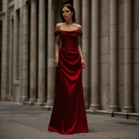 Happy Couple's Special Day Lace Gown Red Satin Prom Dress, Red Wedding Gowns, Burgundy Prom, Prom Outfit, Red Wedding Dress, Long Train Wedding Dress, Long Formal Gowns, Fairy Dresses, Floor Length Prom Dresses