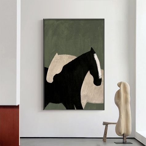 Abstract Black and White Horse Oil Painting on Canvas Large - Etsy Australia Black And White Horse, 심플한 그림, Horse Oil Painting, Horse Wall Art Canvases, Wall Art For Living Room, Art For Living Room, Arte Inspo, Painting Art Projects, Hand Painting Art