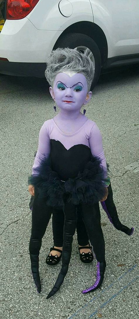 Ursula Ursula Makeup For Kids, Toddler Ursula Costume, Diy Ursula Costume Kids, Ursula Costume Kids, Homemade Ursula Costume, Ursula Party Ideas, Ursula Hair Ideas, Diy Ursula Costume, Ursula Birthday Party Ideas