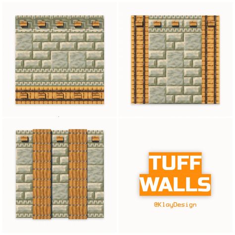 TUFF WALLS 1.21 Here’s three wall ideas I’ve built using the new tuff blocks! 😱 I also added some spruce, cause.. you know! 😆 Rate them 1-10 🙌 See y’all ——————————————— ⁃ 🪴 Follow @klaydesign_mc for more! ⁃ 💬 Lemme know your thoughts! ⁃ 🙌 Complementary Shaders ⁃ 🍳 Repost with credits only! ——————————————— #minecraft #minecraftbuild #minecrafters #minecraftideas #minecraftdesign #minecraftinterior #minecraftapruce #minecrafthouse #minecraftbuildings Spruce Wall Design Minecraft, Minecraft Tuff Block Build, Spruce Builds Minecraft, Minecraft Walls Ideas, Minecraft Wall Designs, Interior Minecraft, Minecraft Wall, Minecraft Interior, Minecraft Blocks