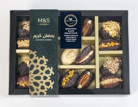 Chocolate Coated Dates, Dates Packaging Design, Date Packaging, Date Recipes Desserts, Date Chocolate, Dessert Packaging Design, Chocolate Dates, Chocolate Box Packaging, Ramadan Desserts