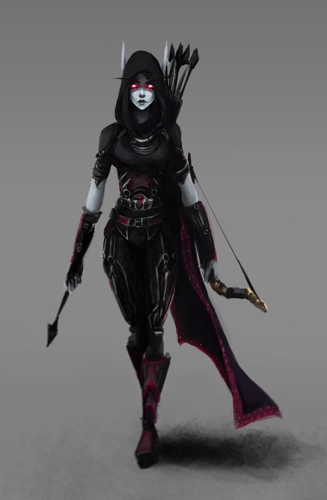 Shadar Kai Female, Dark Ranger, Shadar Kai, Ranger Dnd, Rogue Character, Female Assassin, Lich King, Warrior Outfit, Elf Art