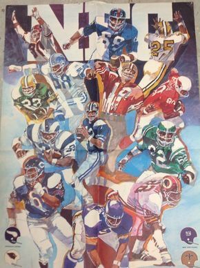 Vintage NFL Football Poster - NFC Denver Broncos Art, Vikings Art, Shannon Sharpe, Nfl Art, Conference Poster, Adrian Peterson, Nfl Football Art, Denver Broncos Football, Vikings Football