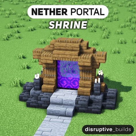 Small Nether Portal Design, Nether Portal Design Easy, Simple Nether Portal Design, Nether Portal Designs, Minecraft Portal Design, Nether Portal Design, Minecraft Portal, Nether Portal, Portal Design