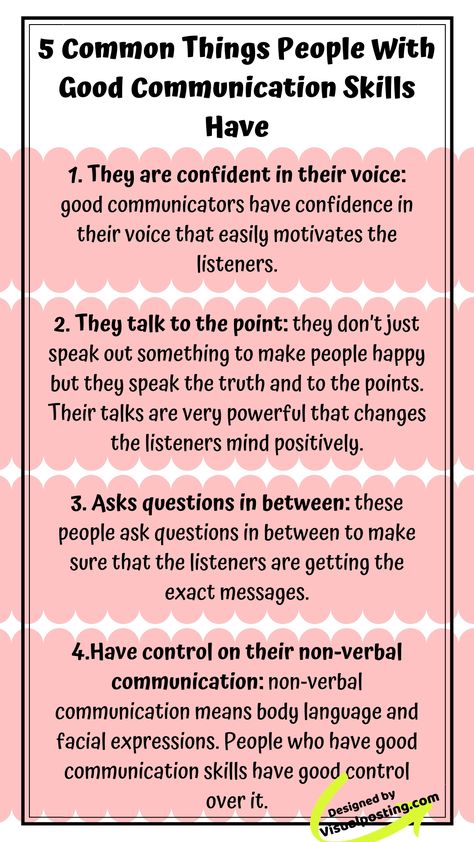 5 common things people with good communication skills have. They are confident in their voice. Find out more about communication skills activities, professional communication skills, effective communication at work, effective communication strategies and techniques. communication relationship lack of, tips and how to overcome poor communication in the relationship. #communicationskills #effectivecommunication Tips For Communication Skills, How To Have Good Communication Skills, How To Improve Communication Skills Tips, Better Speaking Skills, Professional Communication Skills, How To Talk More Professional, Communication Strategies, Communication Skills At Work, Direct Communication