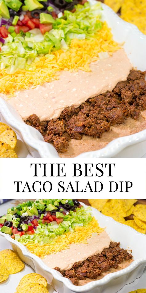 Taco Dip With Catalina Dressing, Taco Salad Dip, Delicious Dips Recipes, Superbowl Appetizers, Taco Dip, Classic Appetizers, Taco Salad, Best Food Ever, Favorite Appetizers