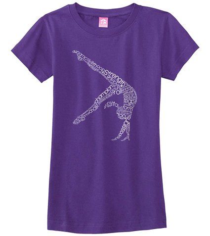 Threadrock Big Girls' Gymnast Typography Design Fitted T-shirt S Purple Girls Graphic Tee, Design Girl, Girl Fits, Gymnast, Fun Stuff, Typography Design, Branded T Shirts, Gymnastics, Top Styles